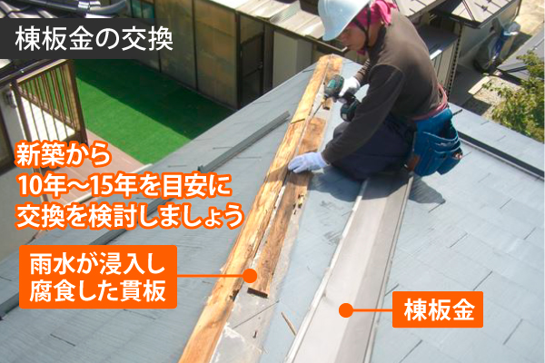 棟板金の交換、10年～15年を目安に検討しましょう