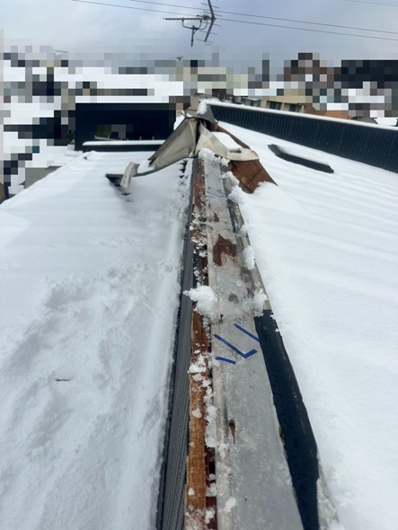 笠木板金がめくれあがっています