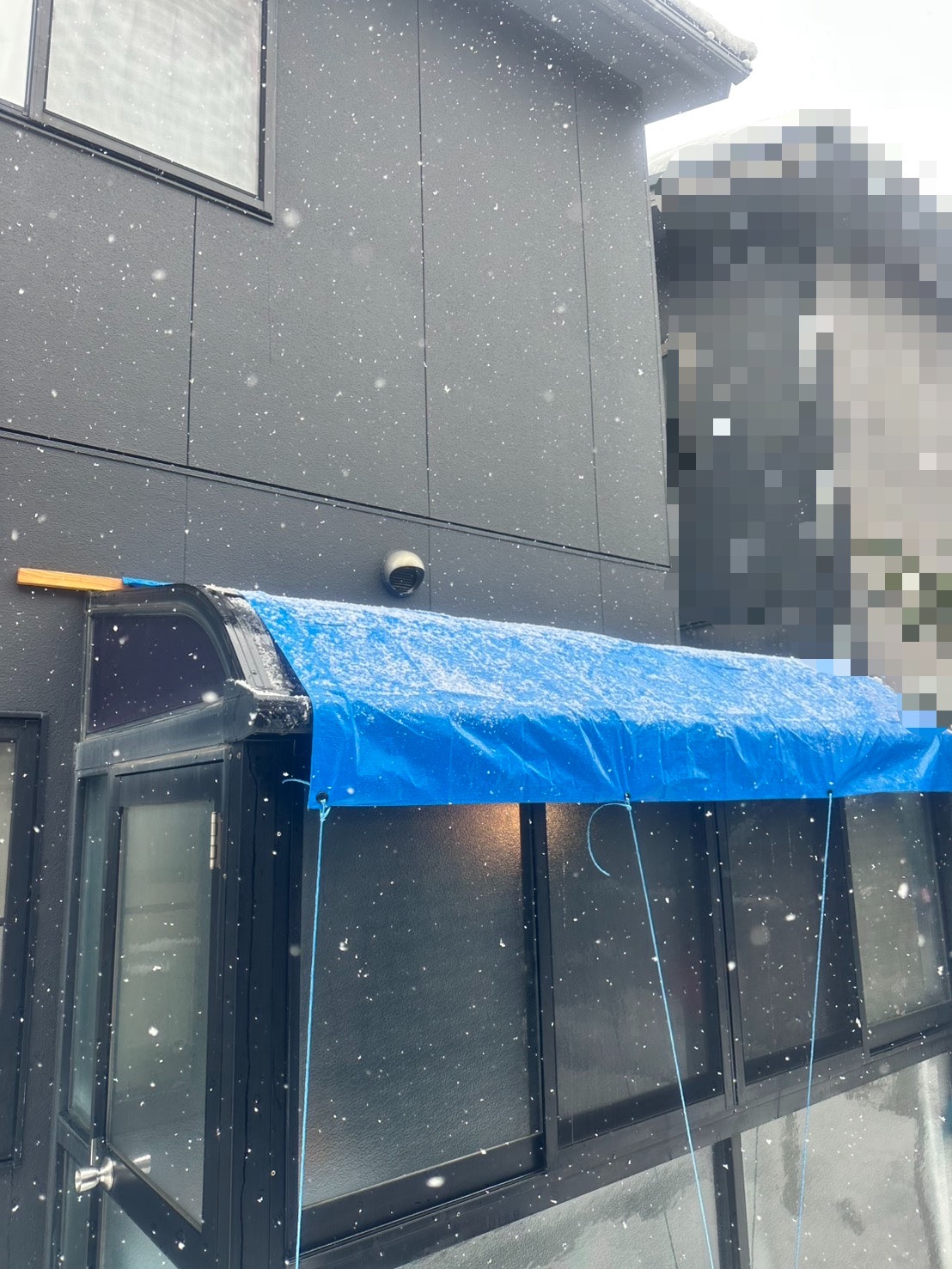 サンルーム屋根を養生