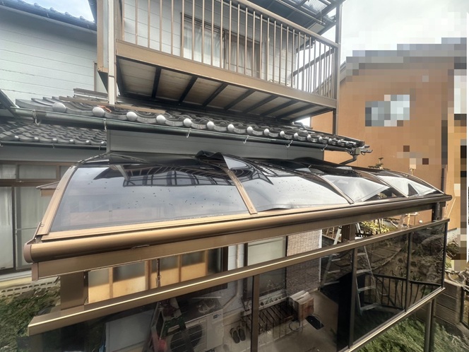 【金沢市】落雪被害で曲がっていたテラスを解体！壊れたテラスをスッキリ撤去