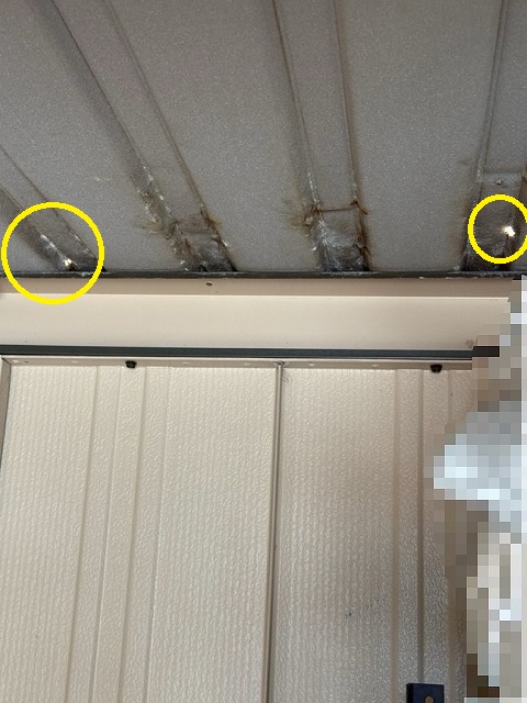 物置屋根　雨漏り　カバー工事　施工前