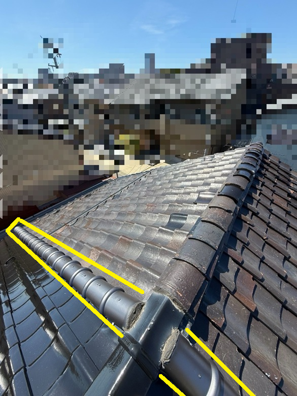 長屋の瓦屋根葺き替え工事