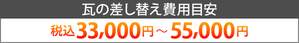 瓦の差し替え費用目安は税込33,000円~55,000円