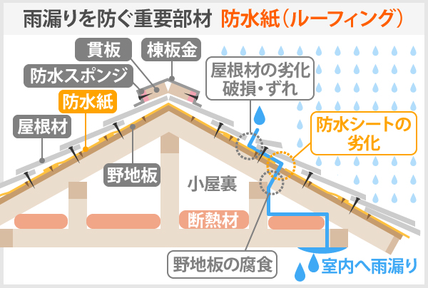 雨漏りを防ぐ重要部材 防水紙（ルーフィング）