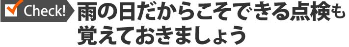 雨の日だからこそできる点検